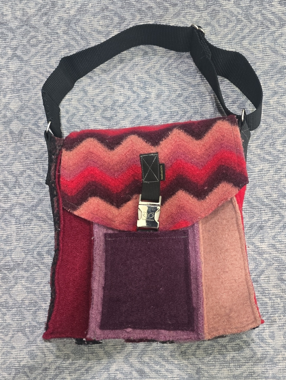Baabaazuzu Multicolor Chevron Wool Crossbody Bag